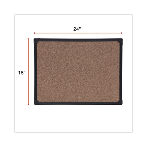 Picture of Tech Cork Board, 24" x 18", Brown Surface, Black Aluminum Frame