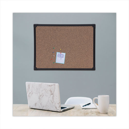 Picture of Tech Cork Board, 24" x 18", Brown Surface, Black Aluminum Frame