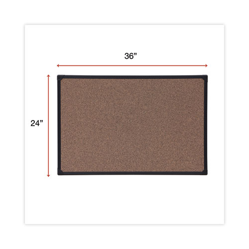 Picture of Tech Cork Board, 36" x 24", Brown Surface, Black Plastic Frame