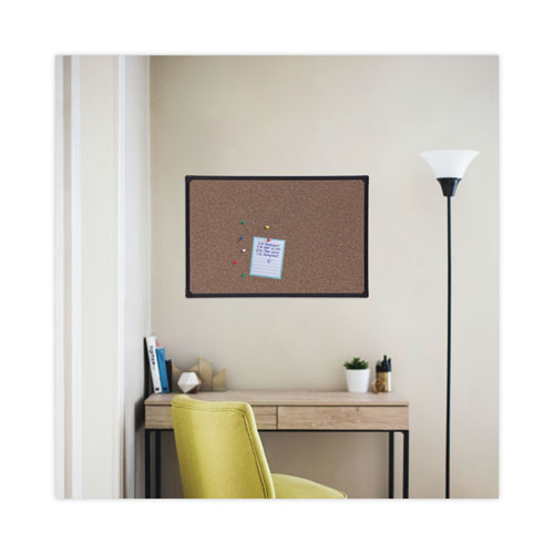 Picture of Tech Cork Board, 36" x 24", Brown Surface, Black Plastic Frame