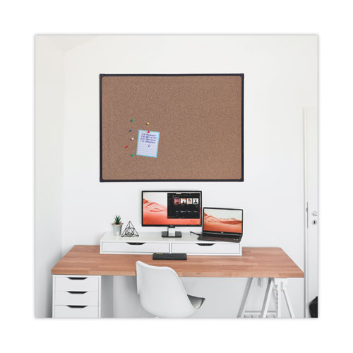 Picture of Tech Cork Board, 48" x 36", Brown Surface, Black Aluminum Frame