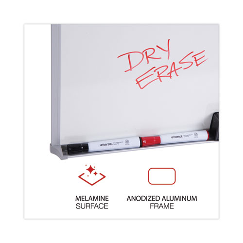 Picture of Melamine Dry Erase Board with Aluminum Frame, 24" x 18", White Surface, Anodized Aluminum Frame