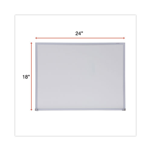 Picture of Melamine Dry Erase Board with Aluminum Frame, 24" x 18", White Surface, Anodized Aluminum Frame