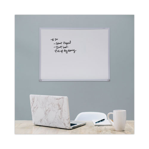 Picture of Melamine Dry Erase Board with Aluminum Frame, 24" x 18", White Surface, Anodized Aluminum Frame