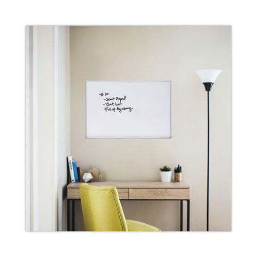 Picture of Melamine Dry Erase Board with Aluminum Frame, 36" x 24", White Surface, Anodized Aluminum Frame