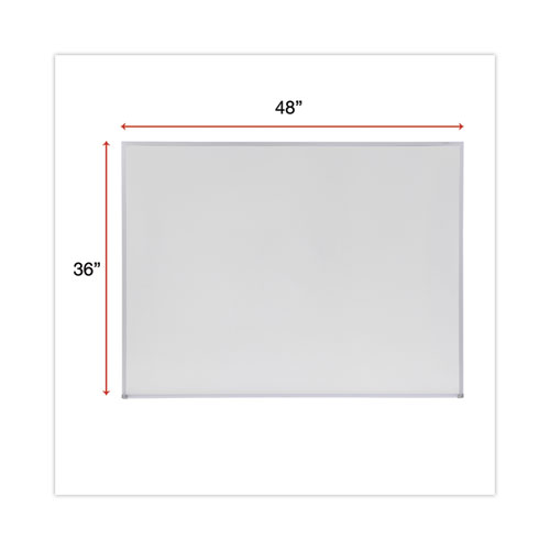 Picture of Melamine Dry Erase Board with Aluminum Frame, 48" x 36", White Surface, Anodized Aluminum Frame