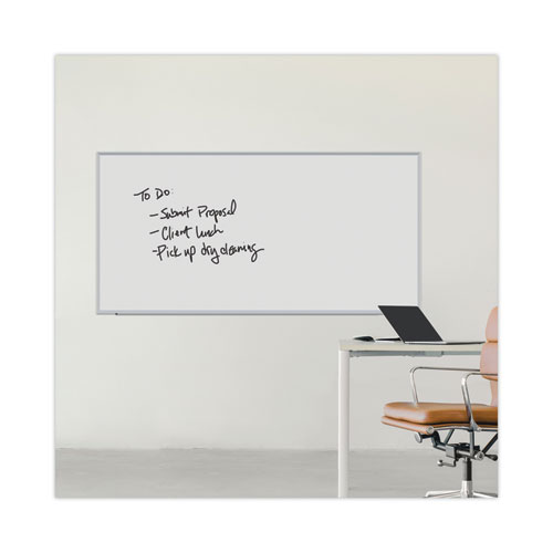 Picture of Deluxe Melamine Dry Erase Board, 96" x 48", White Surface, Anodized Aluminum Frame