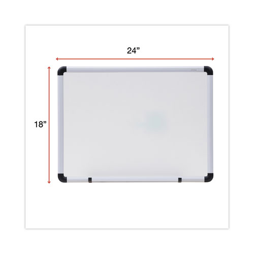 Picture of Modern Melamine Dry Erase Board with Aluminum Frame, 24" x 18", White Surface, Satin Aluminum Frame