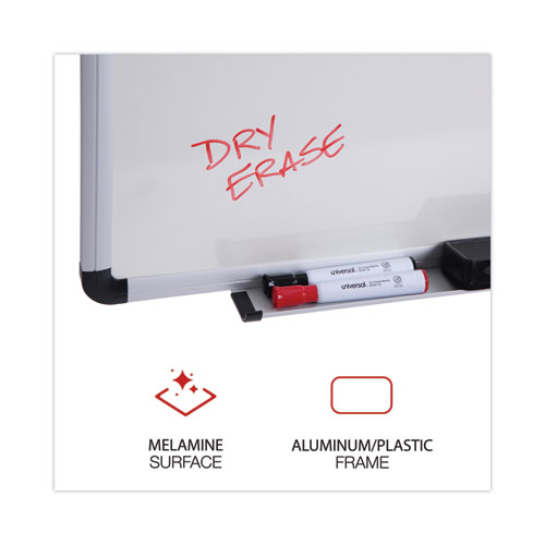 Picture of Modern Melamine Dry Erase Board with Aluminum Frame, 36" x 24", White Surface, Satin Aluminum Frame