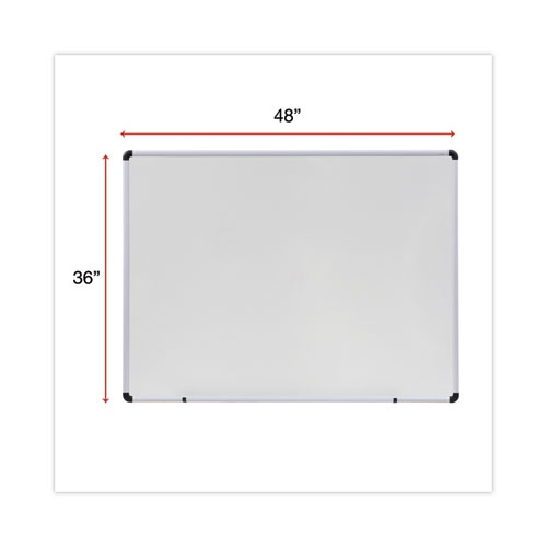 Picture of Modern Melamine Dry Erase Board with Aluminum Frame, 48" x 36", White Surface, Satin Aluminum Frame