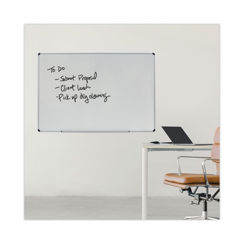 Picture of Modern Melamine Dry Erase Board with Aluminum Frame, 72" x 48", White Surface, Satin Aluminum Frame