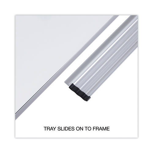 Picture of Deluxe Porcelain Magnetic Dry Erase Board, 36" x 24", White Surface, Silver/Black Aluminum Frame