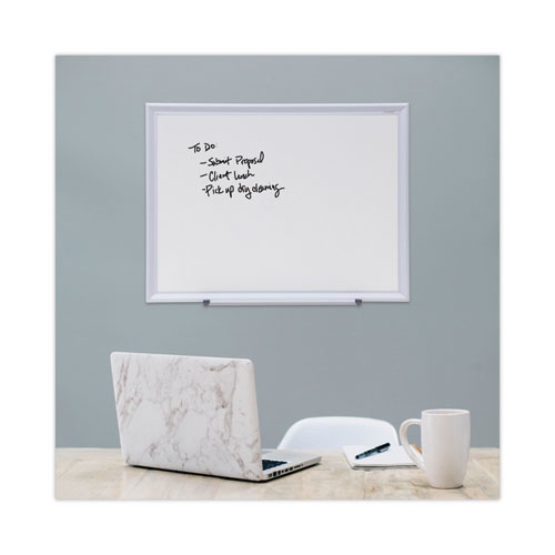 Picture of Deluxe Melamine Dry Erase Board, 24" x 18", White Surface, Satin Aluminum Frame