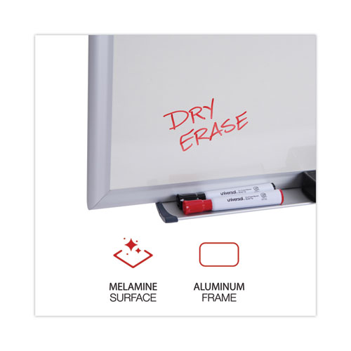 Picture of Deluxe Melamine Dry Erase Board, 36" x 24", White Surface, Satin Aluminum Frame