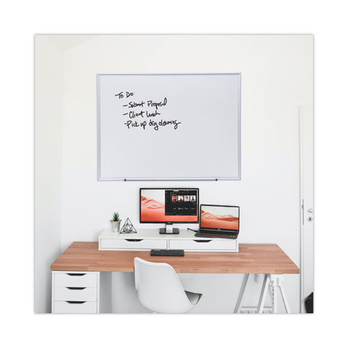 Picture of Deluxe Melamine Dry Erase Board, 48" x 36", White Surface, Satin Aluminum Frame