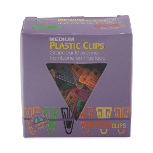 Picture of Plastic Paper Clips, Medium, Smooth, Assorted Colors, 500/Box