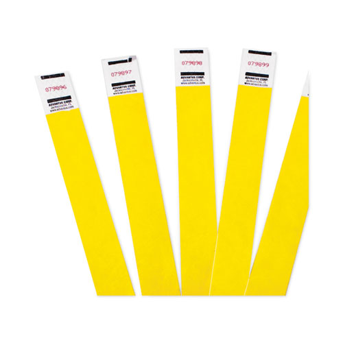 Picture of Crowd Management Wristbands, Sequentially Numbered, 10" x 0.75", Yellow, 100/Pack