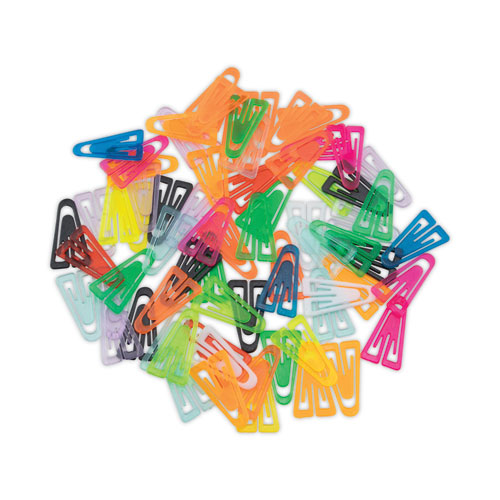 Picture of Plastic Paper Clips, Medium, Smooth, Assorted Colors, 500/Box