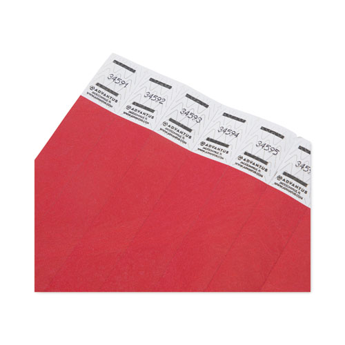Picture of Crowd Management Wristbands, Sequentially Numbered, 10" x 0.75", Red, 100/Pack