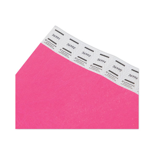 Picture of Crowd Management Wristbands, Sequentially Numbered, 9.75" x 0.75", Neon Pink, 500/Pack