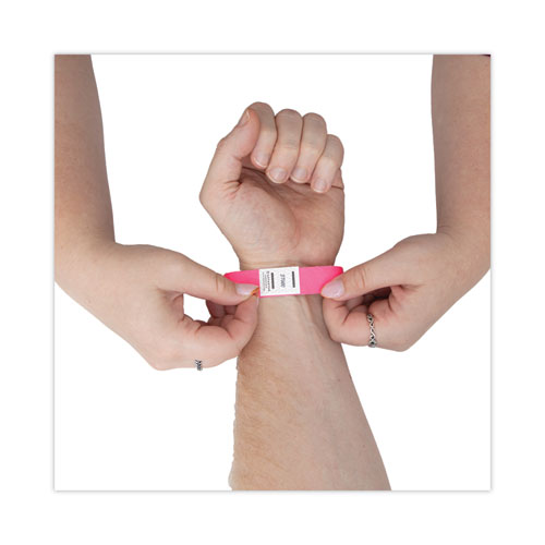 Picture of Crowd Management Wristbands, Sequentially Numbered, 9.75" x 0.75", Neon Pink, 500/Pack