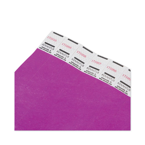 Picture of Crowd Management Wristbands, Sequentially Numbered, 9.75" x 0.75", Purple, 100/Pack