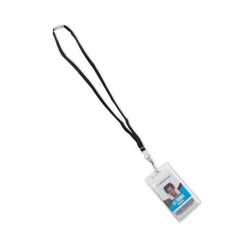 Picture of Recycled Breakaway Lanyard, Plastic J-Hook Fastener, 36" Long, Black, 10/Box