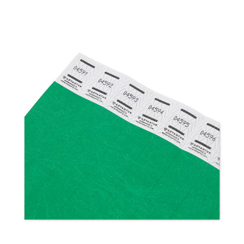 Picture of Crowd Management Wristbands, Sequentially Numbered, 9.75" x 0.75", Green, 500/Pack