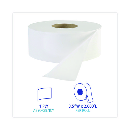 Picture of JRT Jr. Bath Tissue, Jumbo, Septic Safe, 1-Ply, White, 3.3" x 2,000 ft, 12/Carton