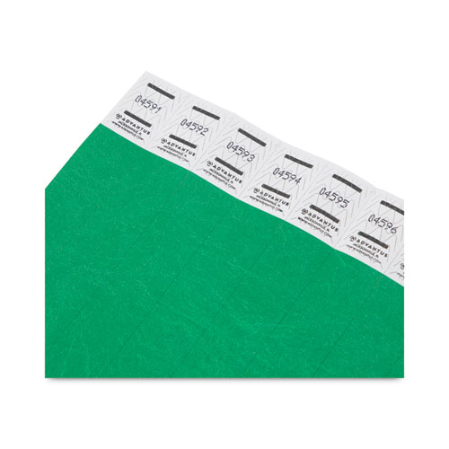 Picture of Crowd Management Wristbands, Sequentially Numbered, 10" x 0.75", Green, 100/Pack