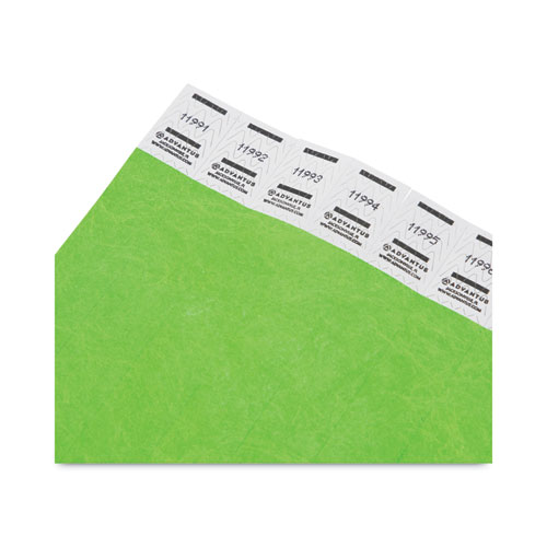 Picture of Crowd Management Wristbands, Sequentially Numbered, 9.75" x 0.75", Neon Green, 500/Pack