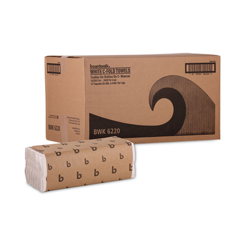 Picture of C-Fold Paper Towels, 1-Ply, 11.44 x 10, Bleached White, 198 Sheets/Pack, 12 Packs/Carton