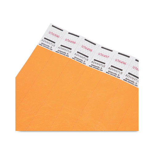 Picture of Crowd Management Wristbands, Sequentially Numbered, 9.75" x 0.75", Neon Orange, 500/Pack