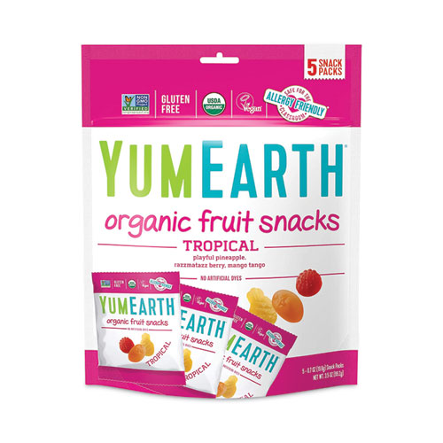 Picture of Organic Tropical Fruit Snacks, Assorted Flavors, 5 Each 0.7 oz Snack Packs/Bag, 4 Bags/Pack, Ships in 1-3 Business Days