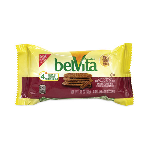 Picture of belVita Breakfast Biscuits, Cinnamon Brown Sugar, 1.76 oz Pack, 25 Packs/Carton