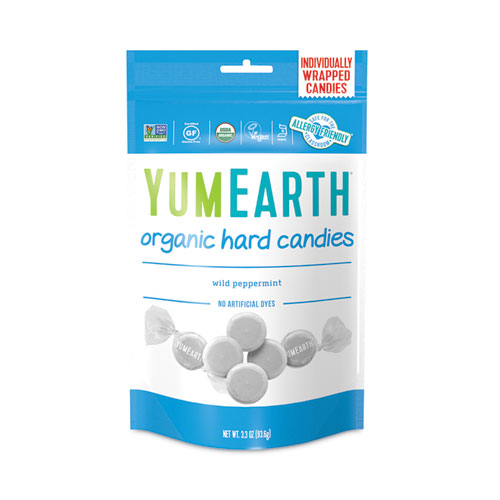 Picture of Organic Wild Peppermint Hard Candies, 3.3 oz Bag, 3/Pack
