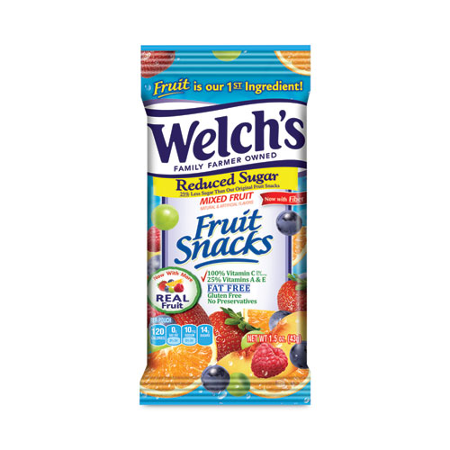 Picture of Reduced Sugar Mixed Fruit Snacks, 1.5 oz Pouches, 144/Carton