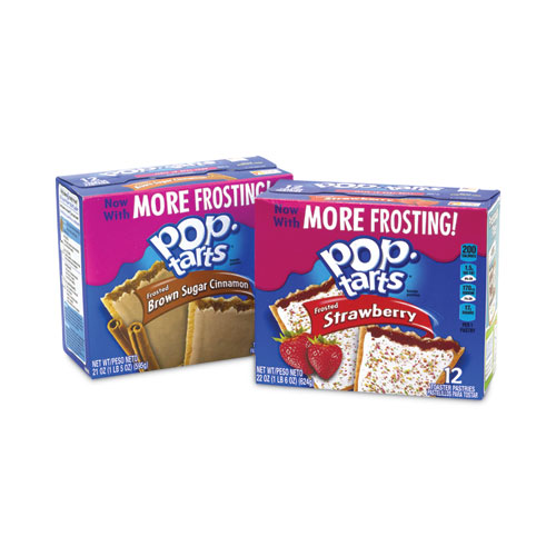 Picture of Pop Tarts, Brown Sugar Cinnamon/Strawberry, 2 Tarts/Pouch, 12 Pouches/Pack, 2 Packs/Carton