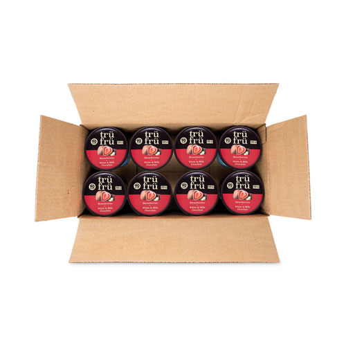 Picture of Nature's Hyper-Chilled Strawberries in White and Milk Chocolate, 5 oz Cup, 8/Carton