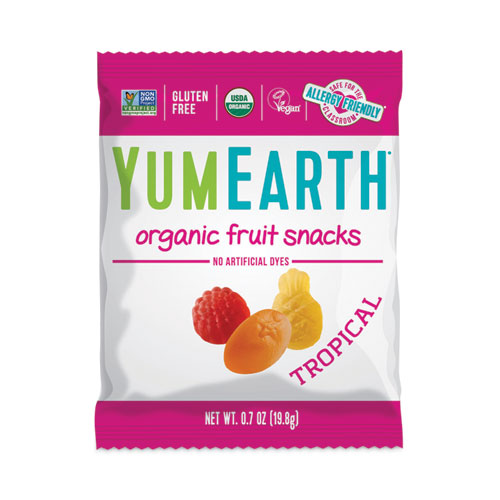 Picture of Organic Tropical Fruit Snacks, Assorted Flavors, 0.7 oz Snack Packs, 43/Bag, 1 Bag/Carton, Ships in 1-3 Business Days