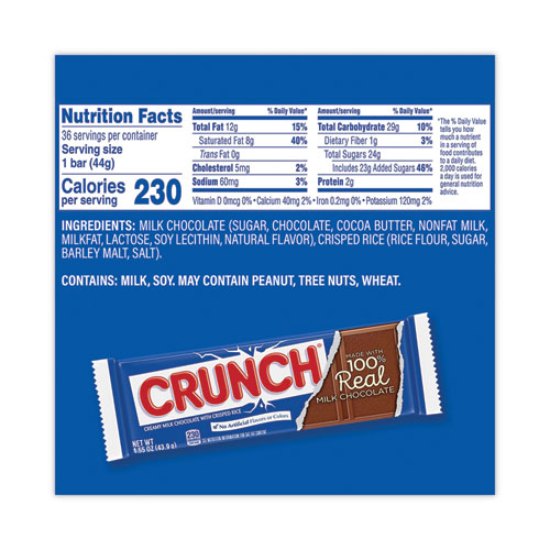 Picture of Crunch Bar, Individually Wrapped, 1.55 oz, 36/Carton