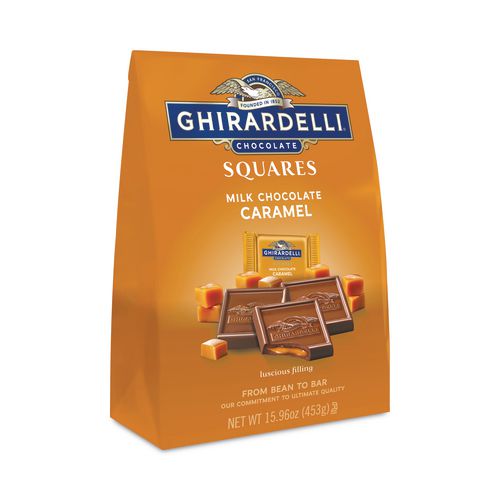 Picture of Milk Chocolate and Caramel Chocolate Squares, 15.96 oz Bag