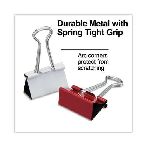 Picture of Binder Clips with Storage Tub, (12) Mini (0.5"), (12) Small (0.75"), (6) Medium (1.25"), Assorted Colors