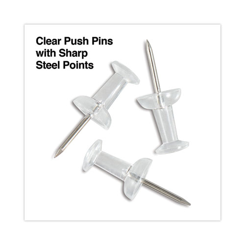 Picture of Clear Push Pins, Plastic, Clear, 0.38", 400/Pack