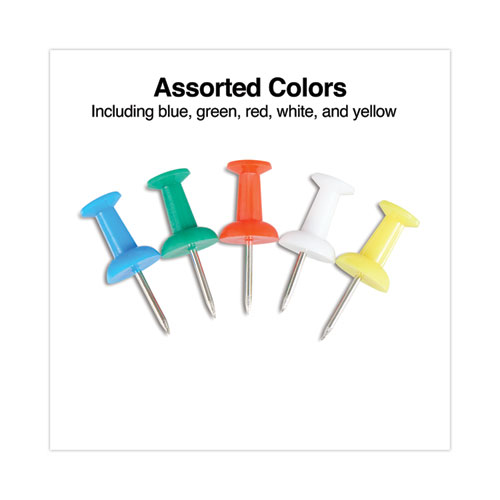 Picture of Colored Push Pins, Plastic, Assorted, 0.38", 400/Pack