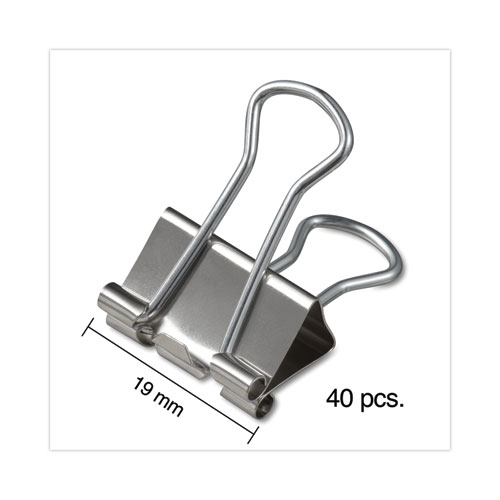 Picture of Binder Clips with Storage Tub, Small, Silver, 40/Pack