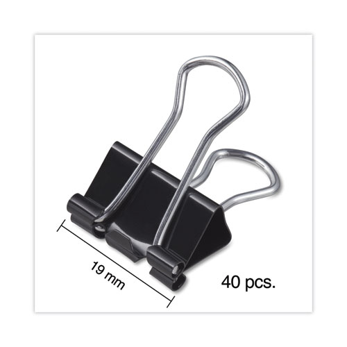 Picture of Binder Clips with Storage Tub, Small, Black/Silver, 40/Pack