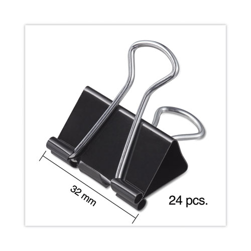 Picture of Binder Clips with Storage Tub, Medium, Black/Silver, 24/Pack