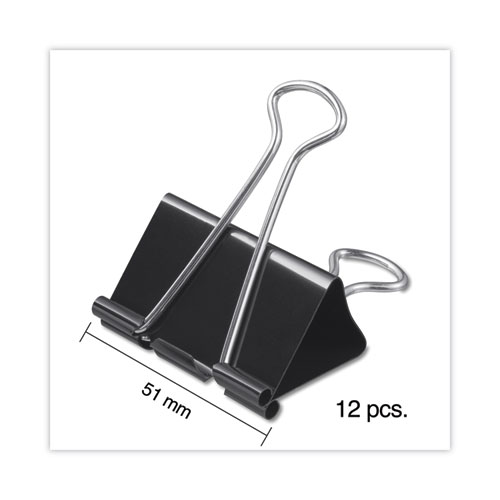 Picture of Binder Clips with Storage Tub, Large, Black/Silver, 12/Pack