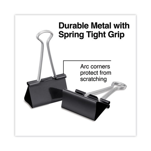 Picture of Binder Clips with Storage Tub, Large, Black/Silver, 12/Pack